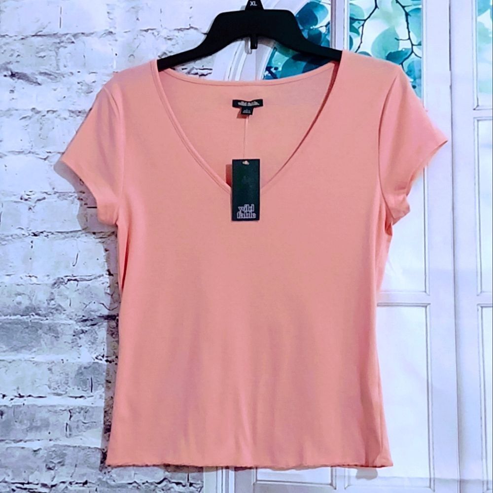 WILD FABLE PINK CROPPED TOP WITH CAPPED SLEEVES LADIES SIZE L